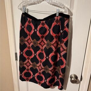 Chic Black and Red Geometric Pencil Skirt